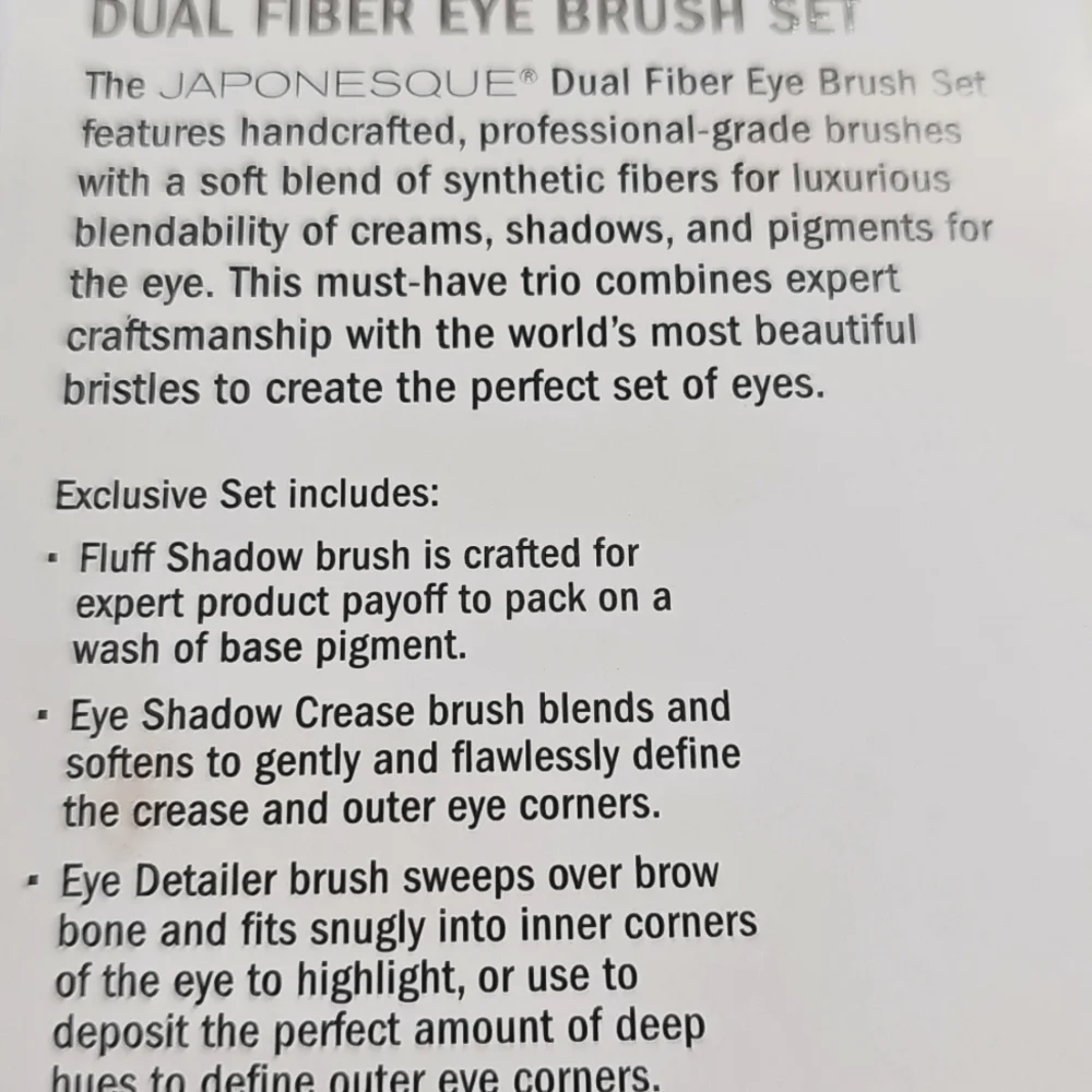 JAPONESQUE Dual Fiber Eye Brush Set, 3pc, Gently Used but Cleaned With Box